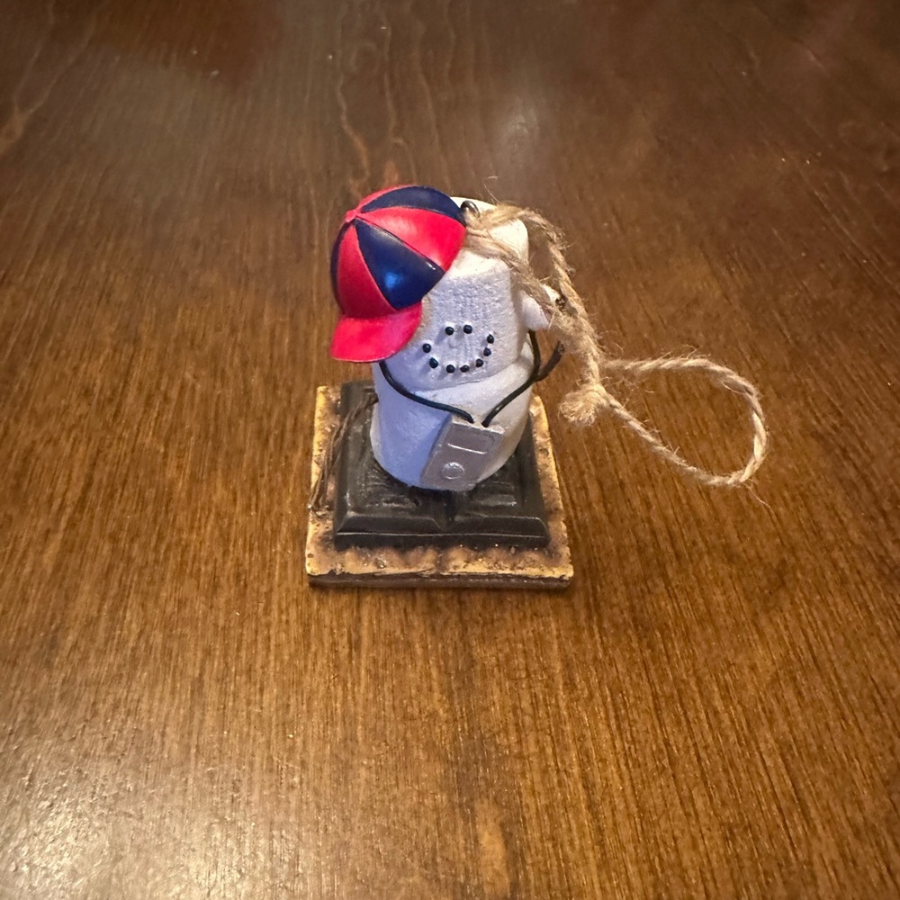 Original S’mores Snowman Ornament with Red and Blue Cap